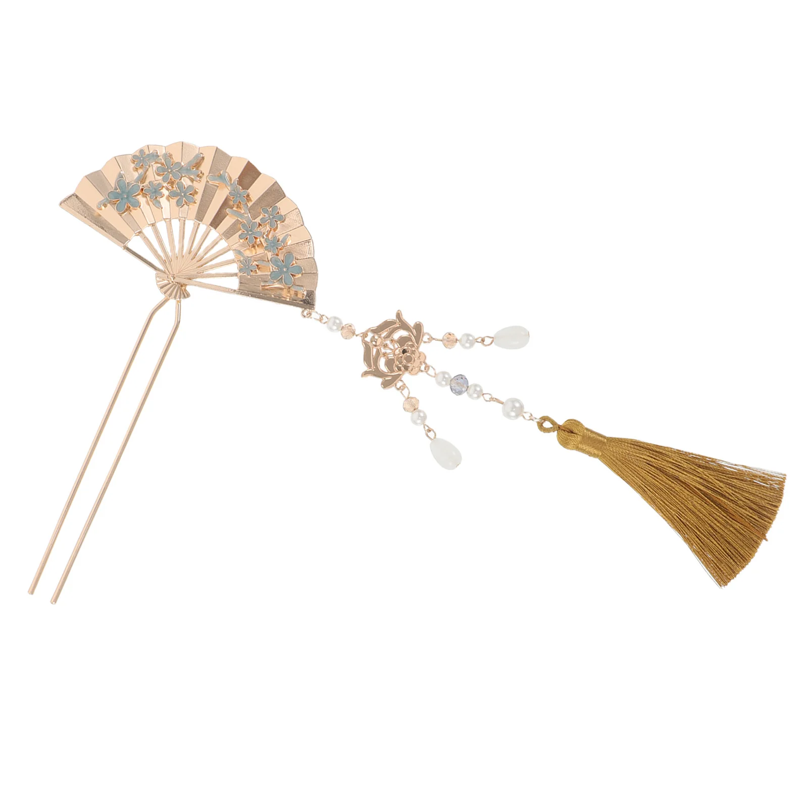 

Elegant Chinese Fan Hairpin Tassel Metal Flower Hair Chopsticks Wedding Party Hanfu Cosplay Hair Accessories Chinese Hairpin