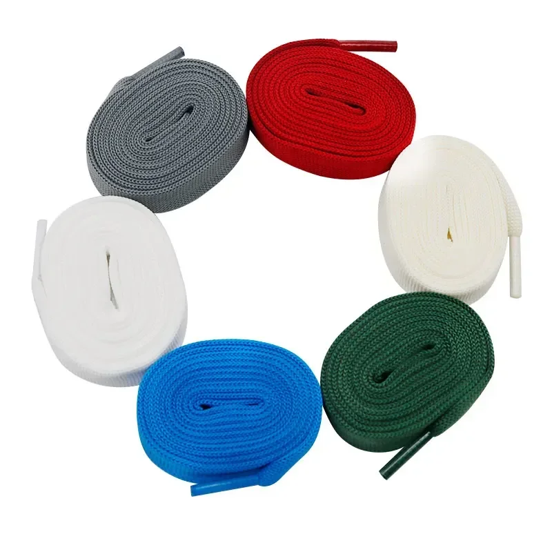 Flat Double Layer Stretch Laces Polyester Knitted Shoelaces White Hoodie Drawstring 1.5cm Width for Casual Shoes Women Sneakers