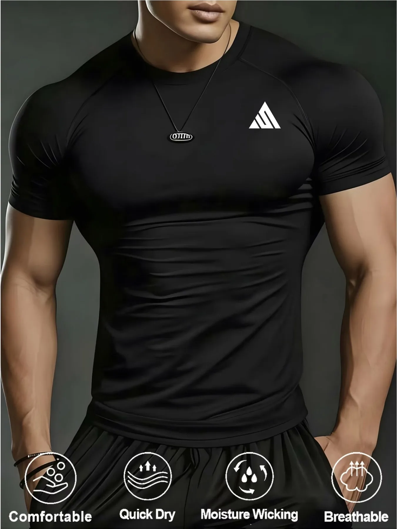 Men's quick-drying compression T-shirt - breathable top - suitable for running, fitness, cycling and outdoor activities-J51
