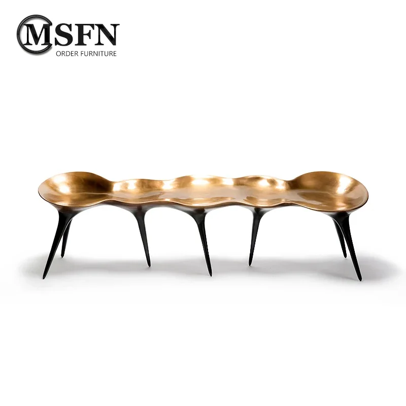 Abstract Brass Caterpillar Bench Living Room Corridor Rest