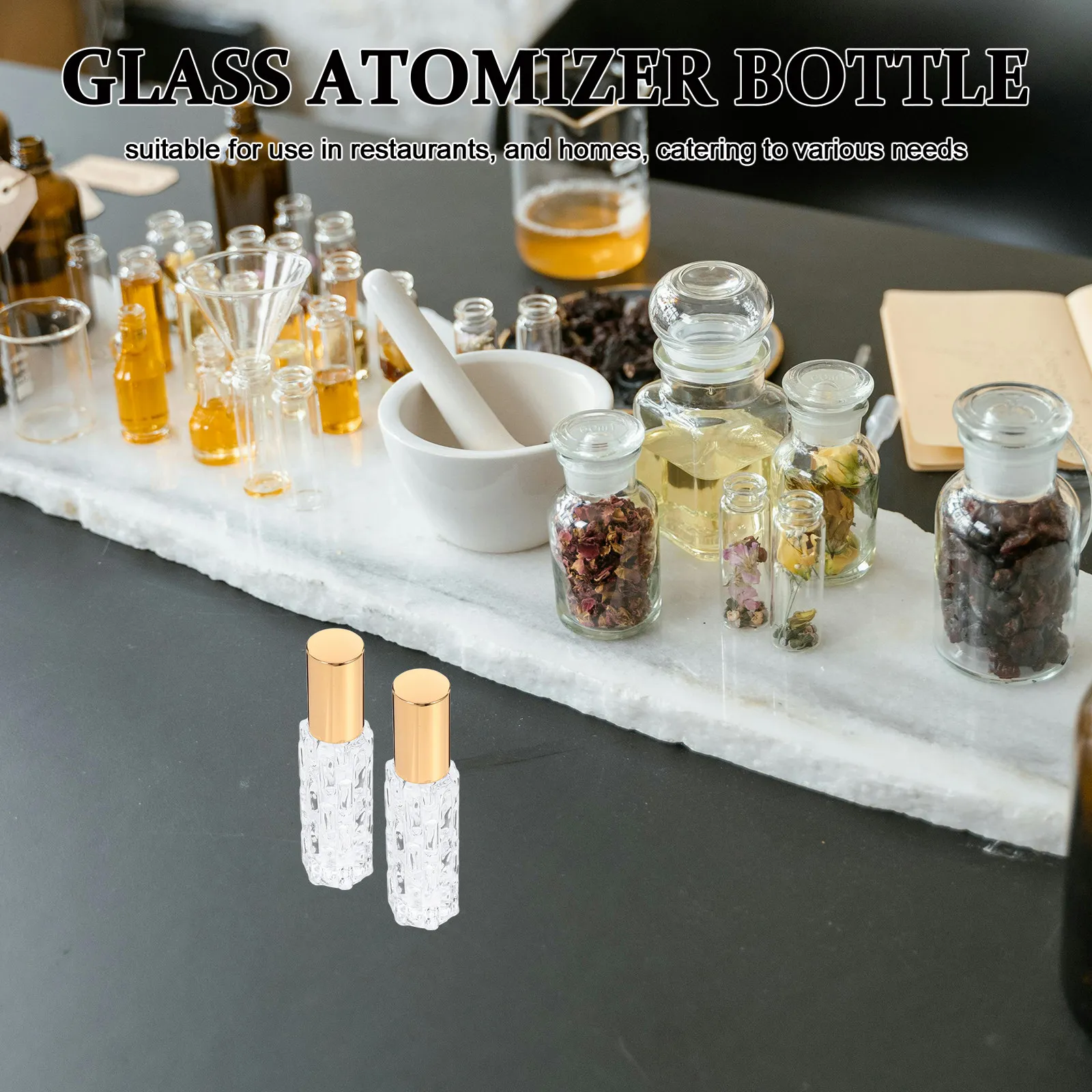 2Pcs Premium Glass Bitters Atomizer Bottle Cocktail Dispenser Spray Mister Refillable Bar Accessory for Home Bar Restaurant