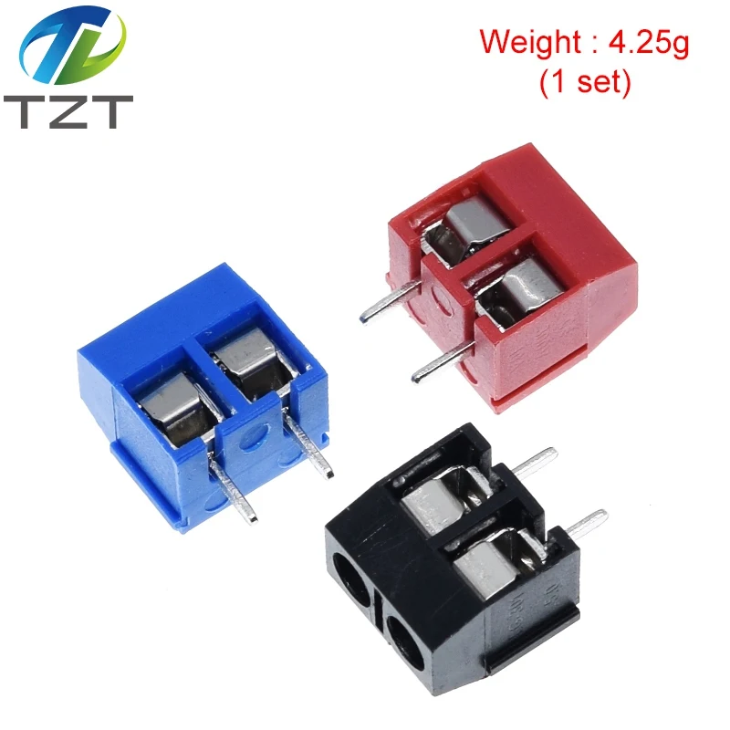 10PCS/LOT KF301-2P KF301-5.0-2P KF301 Screw 2Pin 5.0mm Straight Pin PCB Screw Terminal Block Connector Black Red and Blue