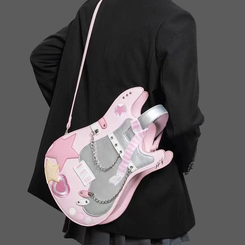 Novelty Guitar Shaped Shoulder Bag Creative Japanese Y2K Bag Cute Girls Students JK Crossbody Bag Kids Term Begins Gifts