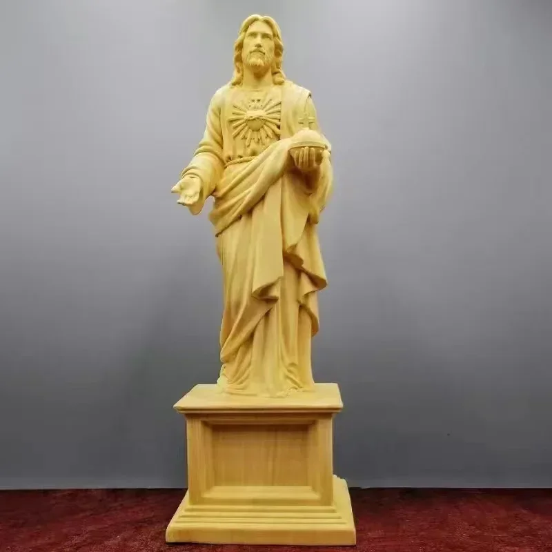 high 20.5cm Traditional Hand Carving Home Living Room Decor Wood Catholic Carving Jesus Ornaments