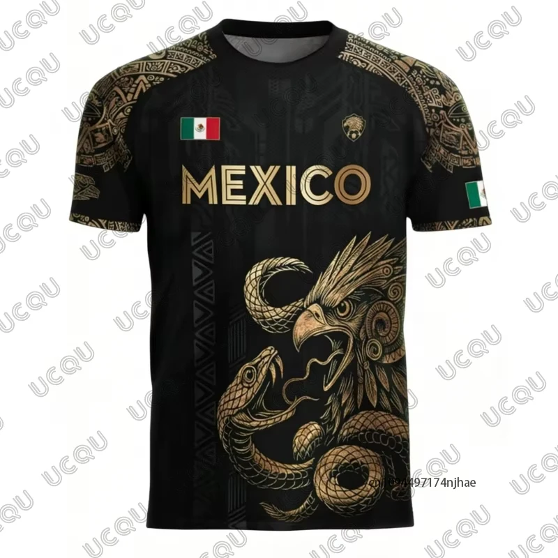 2026 New Mexican Flag Print Football Jersey For Children T-shirt Summer 3D Eagle Pattern Sports Tees Casual Kids/Adult Tops