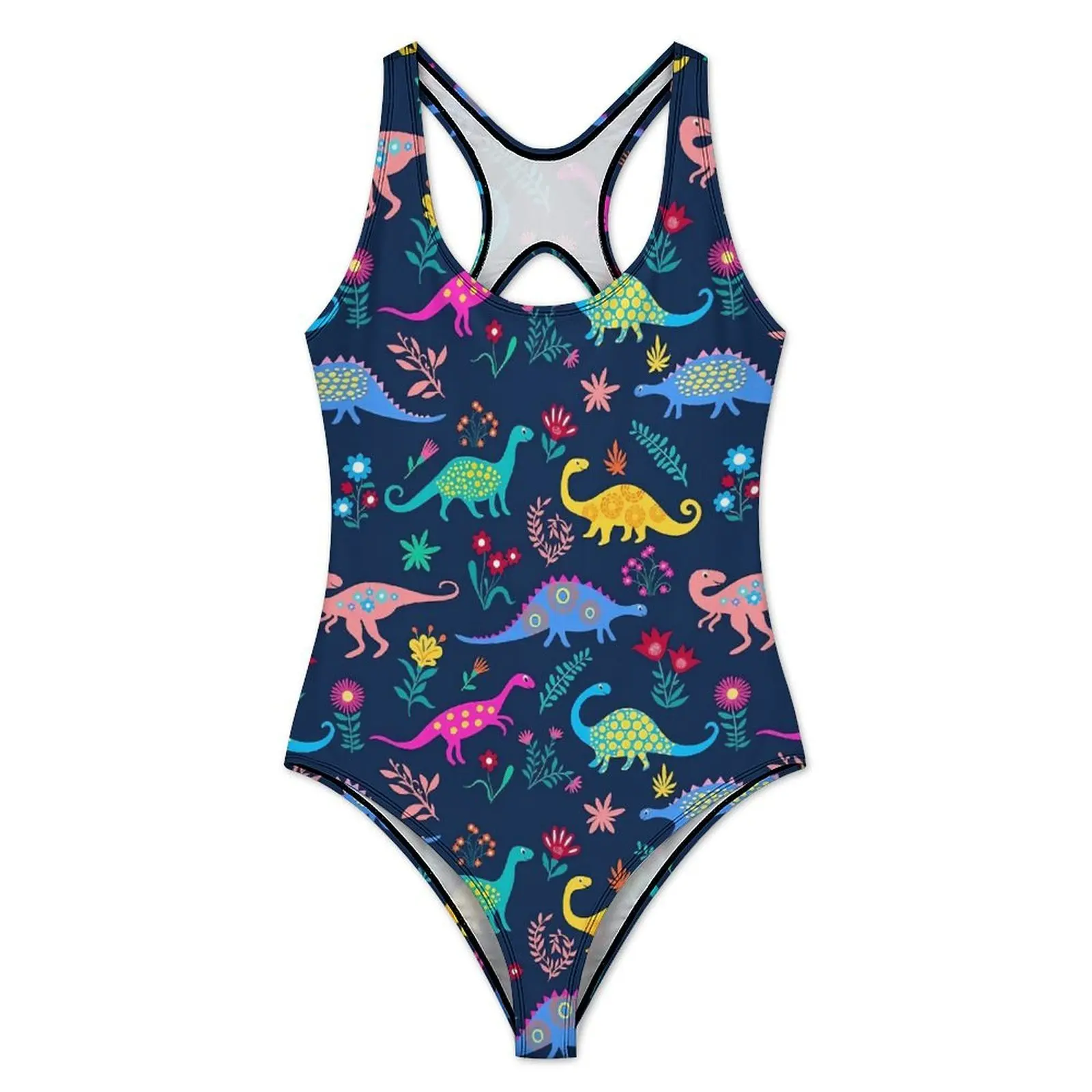 Cute Dinosaur Print Swimsuit Colorful Animal Push Up Swimwear One Piece Holiday Rave Bathing Suits Swimsuits Sexy Beach Wear