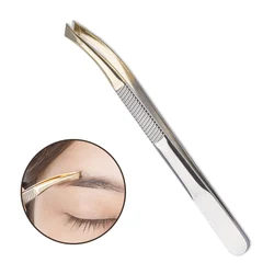 1PC Slant Tips Eyebrow Clips Stainless Steel Eyelash Extension Tweezers Brow Hair Removal Tweezers Makeup Tools Eyebrow Pliers