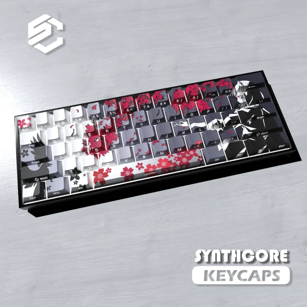 wooting60he+ raven sakuraキーキャップ Sakura Raven Cherry Keycaps for Wooting 68/84/87/104
