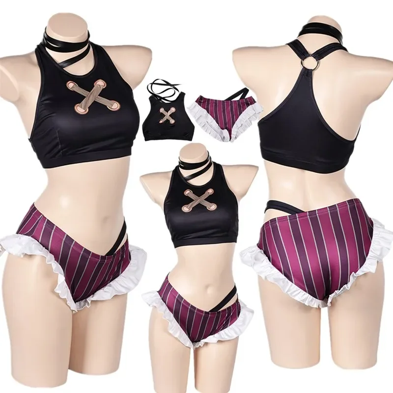 

Arcane Jinx Cosplay Costume pour femmes adultes, maillot de bain, maillot de bain, short en émail, tenues de carnaval