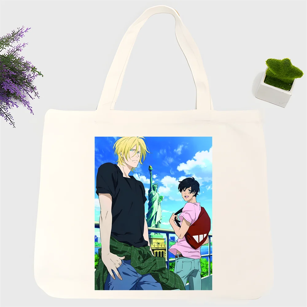 

Banana Fish BANANA FISH Okumura Cartoon Lynx Korea Ulzzang Shopper Bag Print Canvas Tote Bag Handbags Bag Harajuku Shoulder Bags