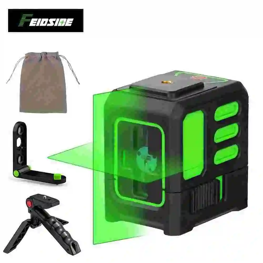 FEIDSIDE Two Line Laser Level Horizontal and Vertical Self leveling Green Light Suitable for Building and Home DIY