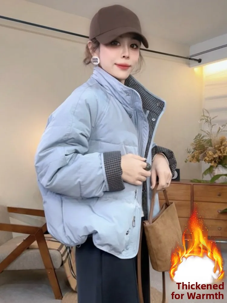 

Women's Thiened Fce Lined Cotton Jaet Winter Warm Outerwear Korean Sle Commute Long Sve Zipper Closure Color