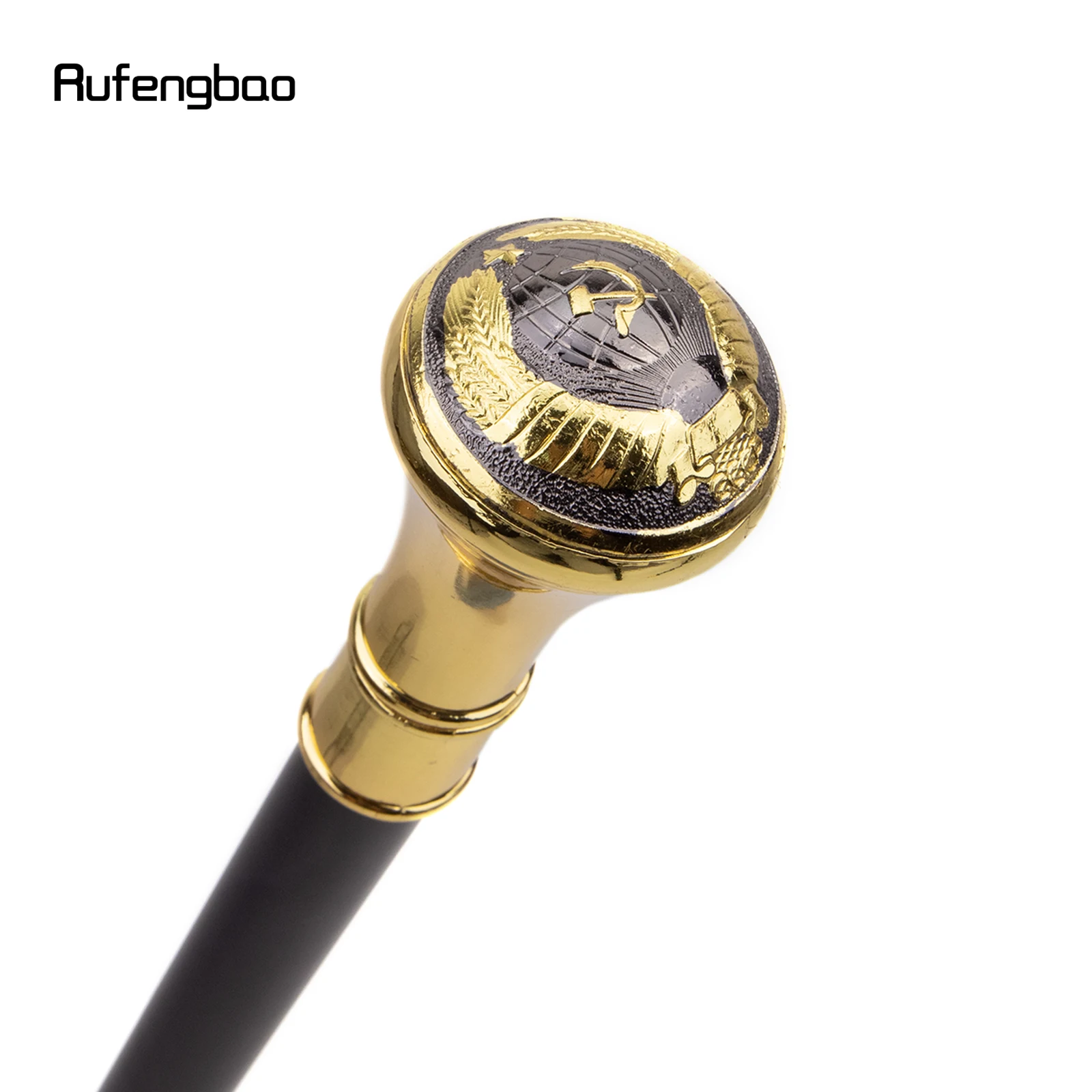 Golden Russia Style Totem CCCP Relief Walking Cane Fashion Walking Stick Gentleman Luxury Crosier Knob Walking Stick 93cm