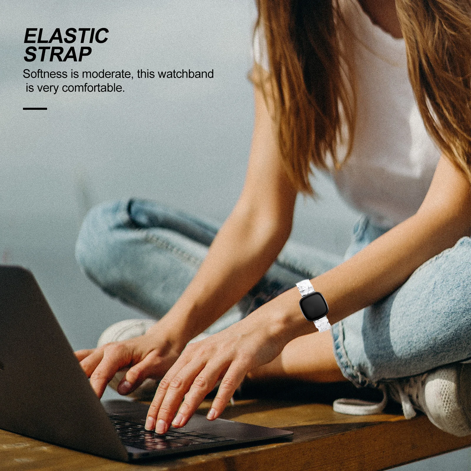 Creative Watch Band Retro Design Soft Breathable Wrist Belt Compatible with Fitbit Elastic Watch Strap Wrist Strap