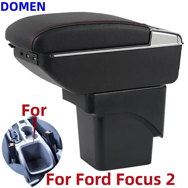 

For Ford Focus 2 armrest box For Ford Focus mk2 central storage box Car Armrest with USB LED light Easy to install