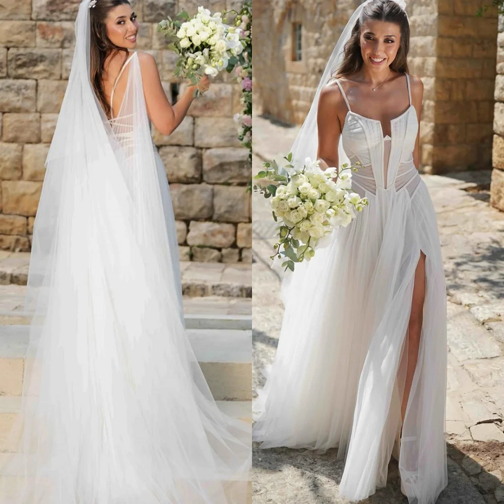 

Customized Modern Wedding Dresses Dreamy Strapless Heavy Industry Wedding Classic Backless Open Back Dresses 2025 Bride Gowns
