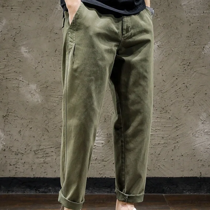 

2024New Trendy Men's Work Pants, Loose Straight Leg Autumn and Winter Styles, Men's Sturdy and Handsome Nine Inch Long Pants