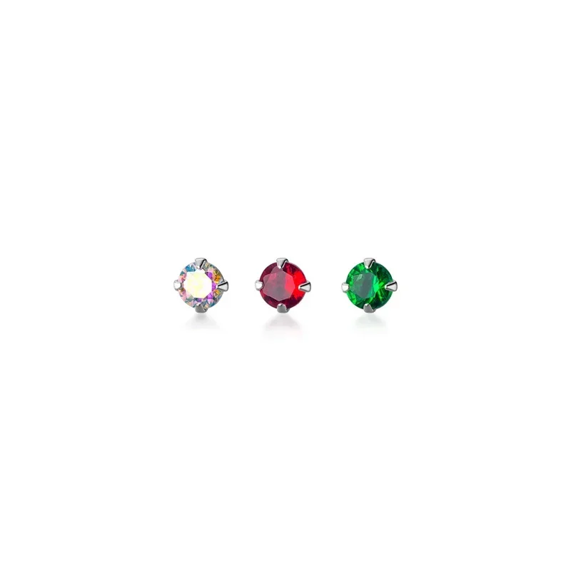 Real 925 Sterling Silver Mini Cute Multicolor Crystal Stud Earrings For Women Kids Wedding Party Jewelry Gift Female Pendientes