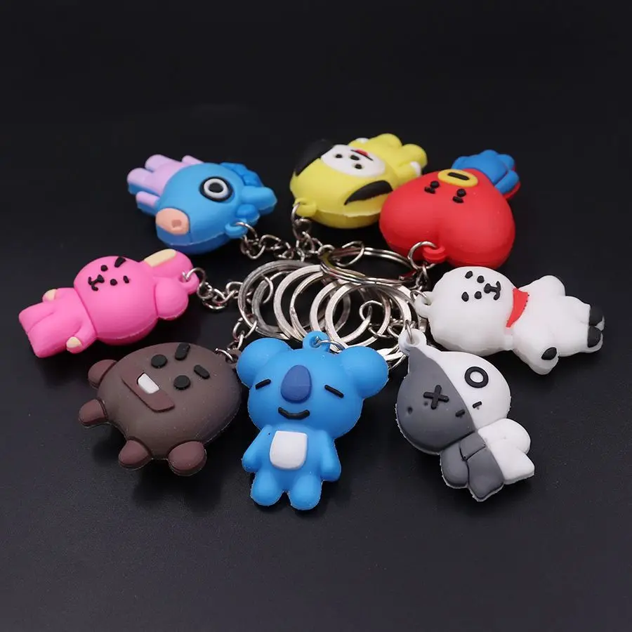 

BT21 cartoon plush keychain cute animal-shaped key ring unisex bag charm backpack decoration suitable as a collectible