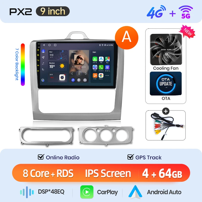 AWESAFE Draadloze CarPlay Android Auto Radio voor Ford Focus 2 3 Mk2 Mk3 2004 2005-2011 Auto Intelligent Systemen RDS GPS FM BT SWC - afbeelding 1