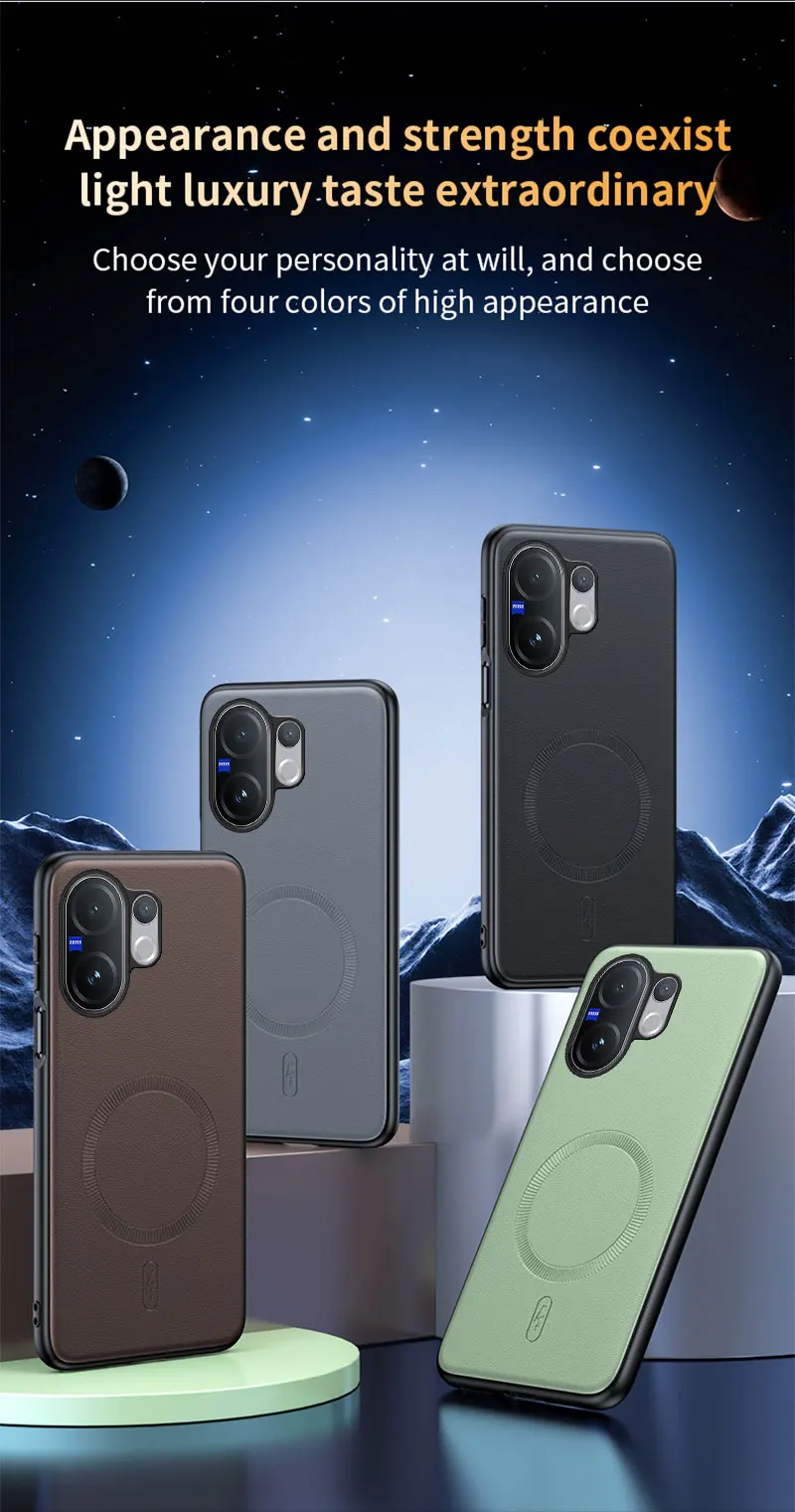 Für Vivo V60 5G: Magnetische Schutzhülle aus Leder, Anti-Fingerabdruck, rutschfest, aus PC+TPU. – Detail 7