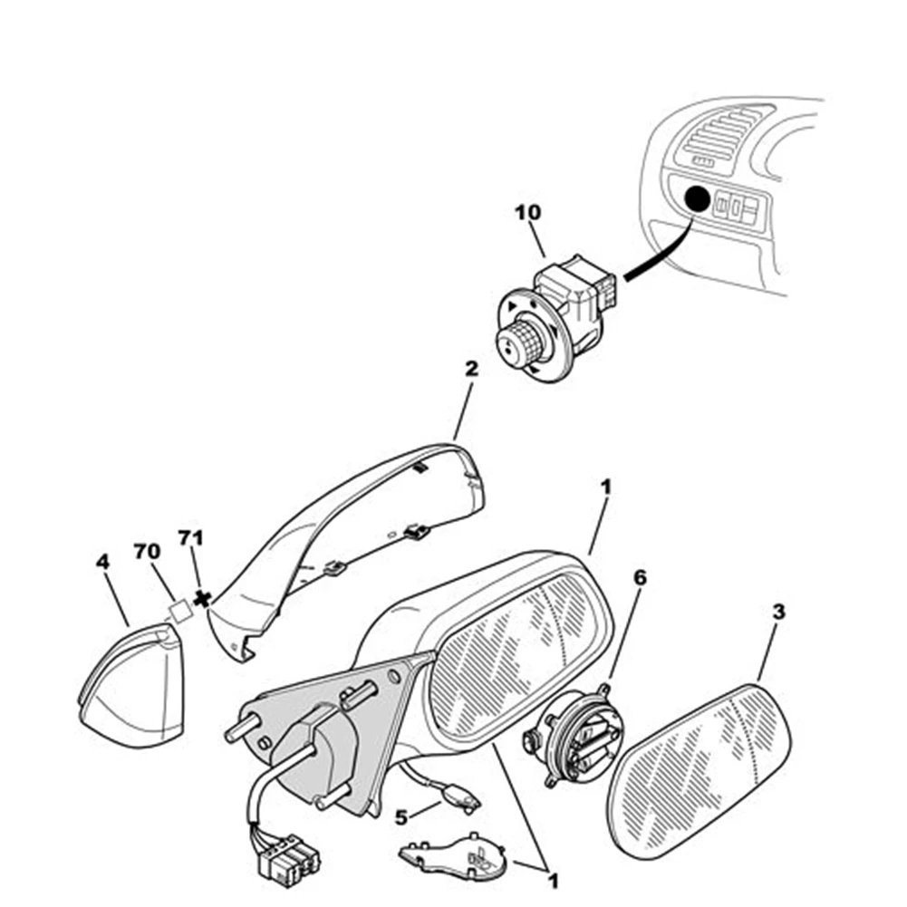 1PCS Reversing Mirror Direction Adjustment Switch 655424 for Citroen Xsara Picassona