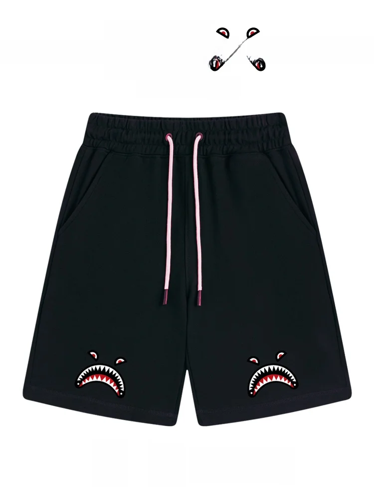 Pantalones Cortos de Moda para Hombre, Marca Losb Shark Mouth, Corte Holgado Informal, Transpirables, de Pierna Recta, para Parejas