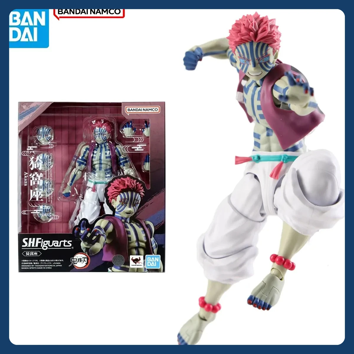 

Genuine Bandai Original Demon Slayer Figure Model Kits S.H.Figuarts 1/12 Anime Figures Akaza Joints Movable Action Model Toys