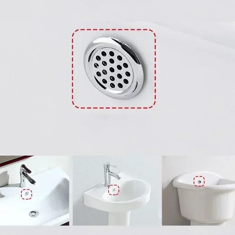 Embellecedor redondo de 1/4 piezas para lavabo de baño, inserto de plástico para fregadero de cocina, anillo de desbordamiento, accesorio de baño,