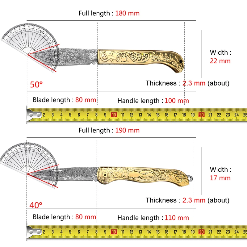 Nuovo coltello pieghevole tascabile con lama in acciaio di Damasco, manico solido in rame, coltello tattico Bushcraft per uso domestico ad alta durezza