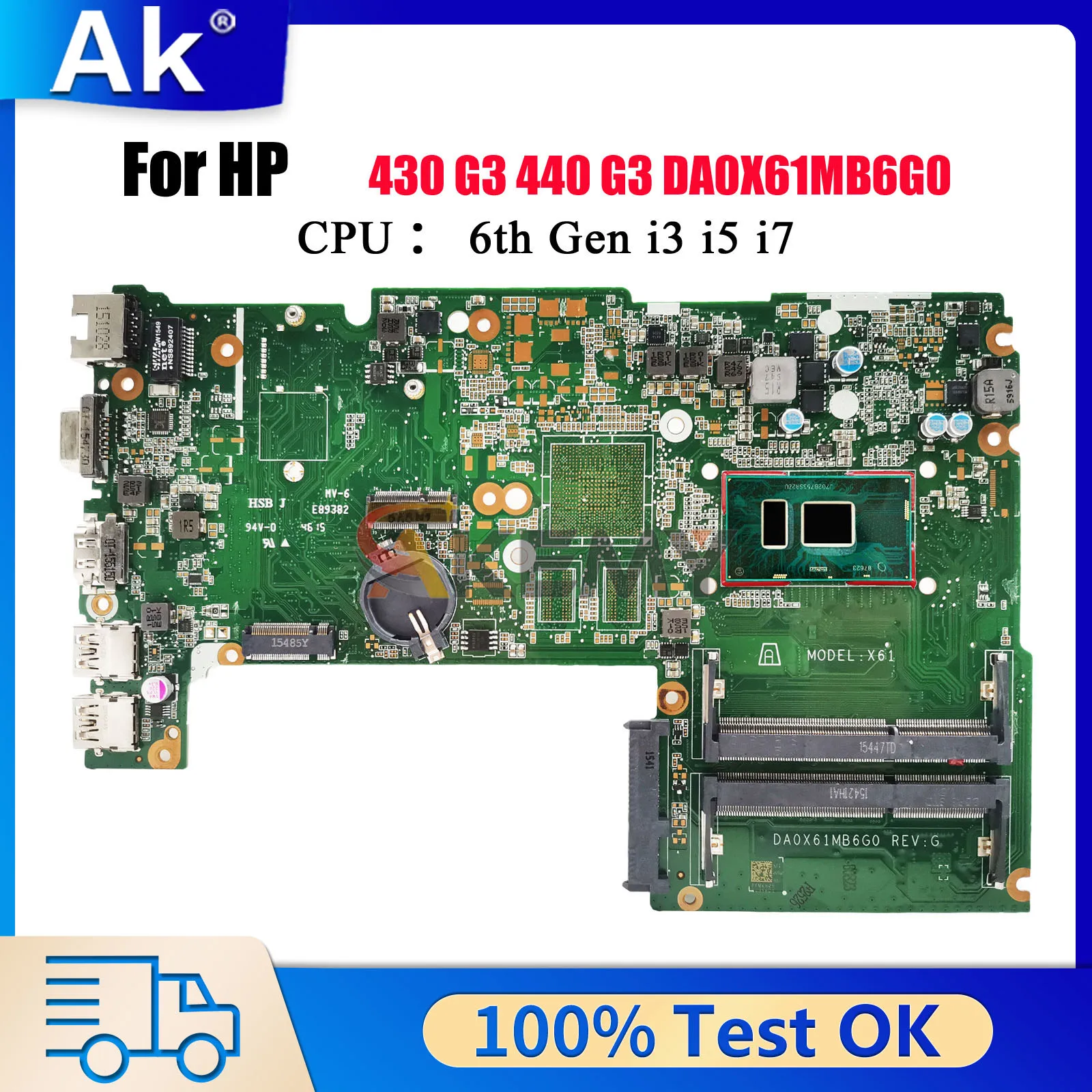 

DA0X61MB6G0 Материнская плата для ноутбука HP ProBook 440 430 G3 с процессором i3 i5 i7 DDR3L 830935-001 830934-601 100% полностью протестирована