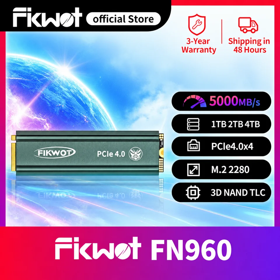 Fikwot FN960 SSD M.2 2280 512GB 1TB PCIe4.0x4 M2 SSD NVMe 5000MB/s