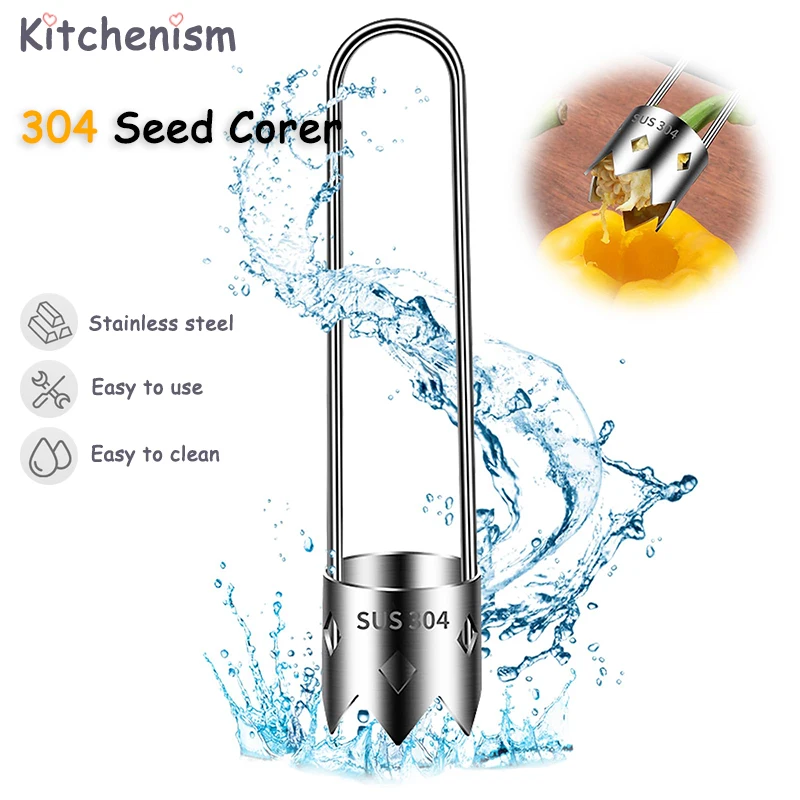 

304 Stainless Steel Seed Corer Core Remover Fruit Vegetable Core Extractor Kitchen Tools Gadget for Pitting Bell Peppers Apples