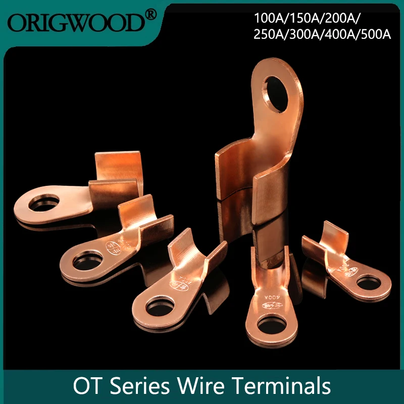 

Wire Terminal OT Type Open-End Copper Crimp Terminal Lugs 100A 500A Cable End Connector Splice Terminals Battery Wire Connectors