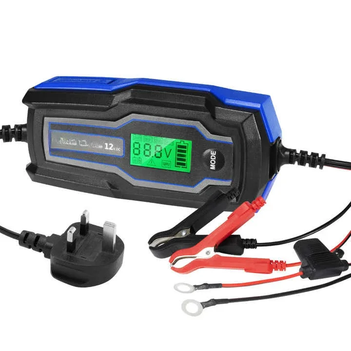 4A 6V 12V Smart AC TO DC Battery Charger With LED Digital Display And UK Plug