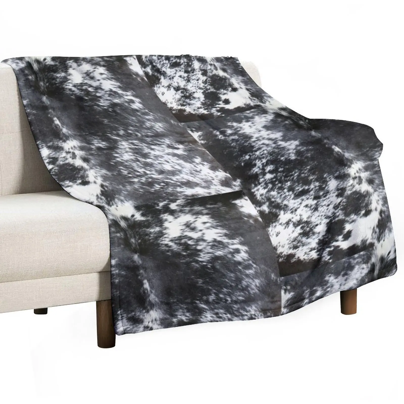 Cowhide Black and White | Texture Throw Blanket Sofa Throw Stuffeds Travel Summer Beddings Blankets