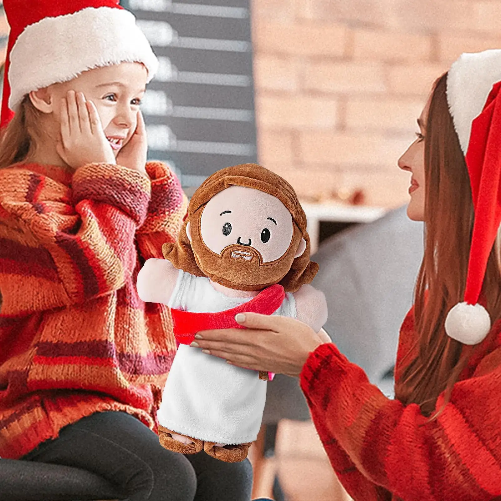 Stuffed Jesus for Kids Vivid Expression Plush Material Soft Elastic Cartoon Exquisite Embroidery Process Soft Elastic Stuffed