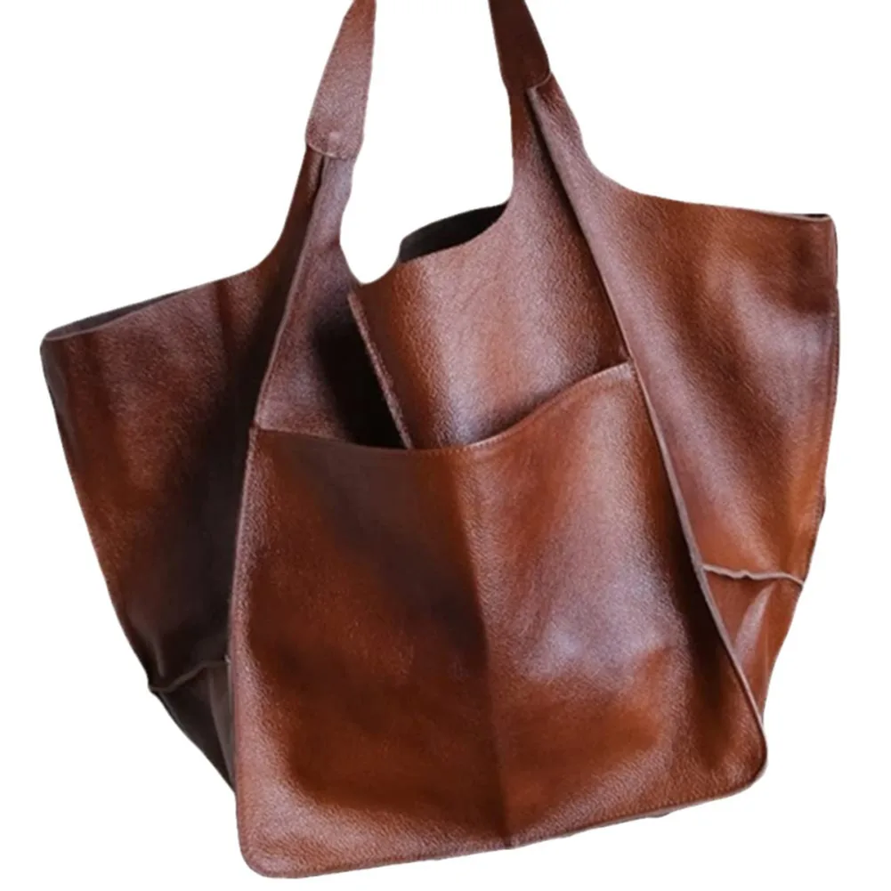 2024 Best-selling New Retro New Simple Large Bag Soft Leather Large Capacity Single Shoulder Tote Women's Bag Handbags Purse