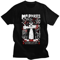 2024 Cartoon Mr Pickles T Shirt Men Soft Collie Dog T-shirt O-neck Short Sleeved Funny Tv Adult Adultswim Mature Dog Evil Satan