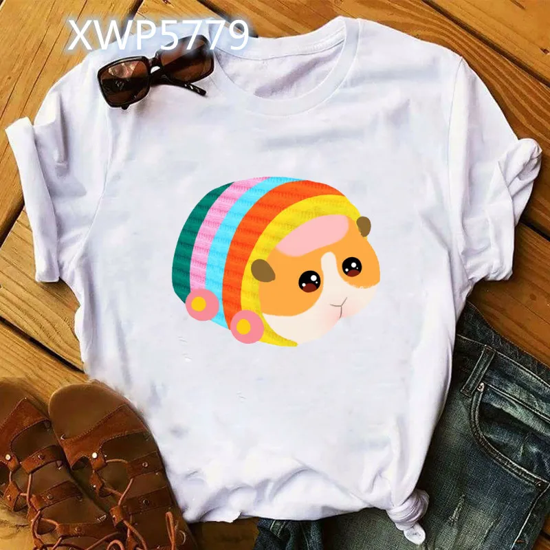 Cute Pui Pui Molcar T Shirt Women Printed Kawaii Cartoon Graphic Summer Hamster T-shirt Casual Female Tshirt Streetwear Tops Tee