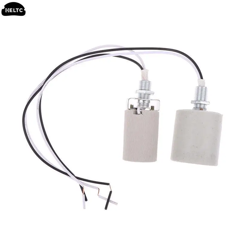 1 pz bianco LED luce ceramica vite adattatore resistente al calore uso domestico presa rotonda per E14 Base lampadina E27 portalampada con cavo