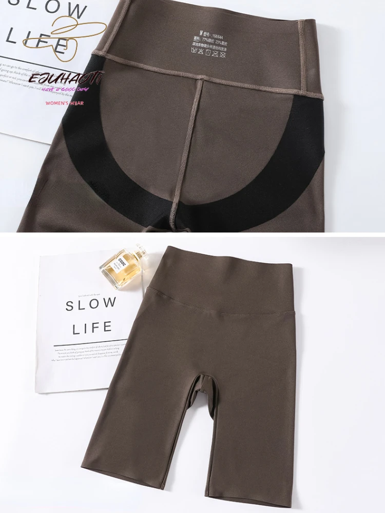 Pantalones de tiburón de cinco puntos para mujer, mallas deportivas de cintura alta para Realce de glúteos, Yoga, Fitness, ciclismo, 2024