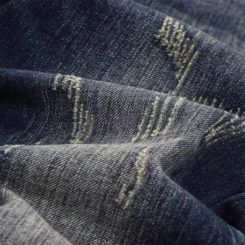 Vintage Fashion Men Jeans High Quality Retro Black Blue Stretch Slim Fit Ripped Jeans Men Pocket Designer Denim Pants Hombre