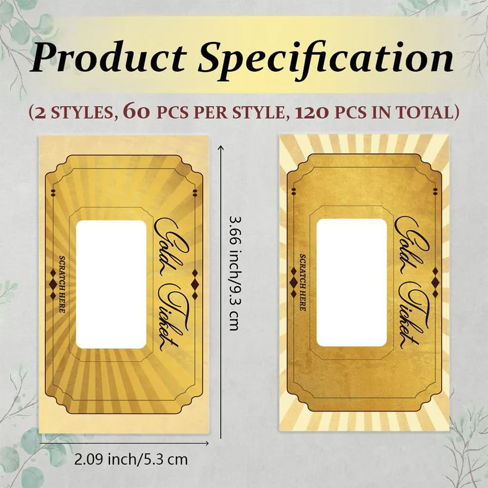 20 pcs Gold Scratch off Cards Stickers Blank Gift  DIY Coupon Tickets for Small Business Holiday Bridal Shower Party Supply view 2