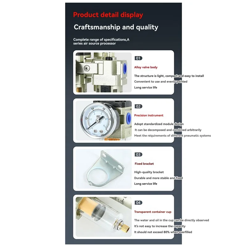 

A88E-Pressure Regulator Water Filter AC3010-03 Compressed Air Aluminum Alloy Pressure Gauge
