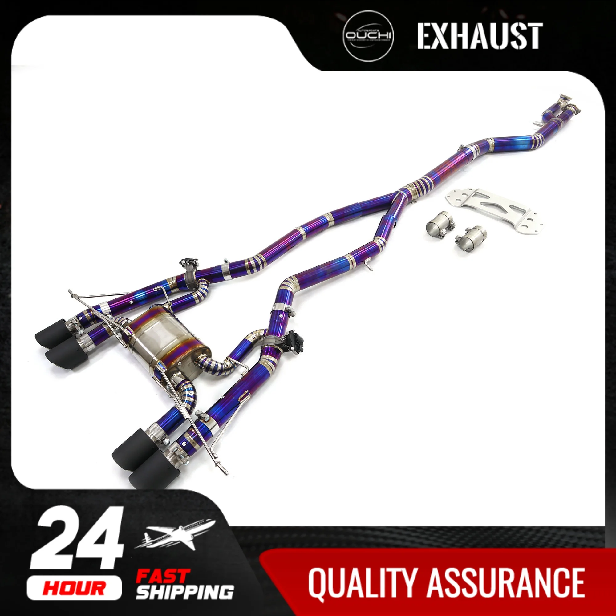 Fast shipping in 24 hours catback for BMW M3 M4 G80 G82 OUCHI titanium alloy exhaust system single tube with valve tips