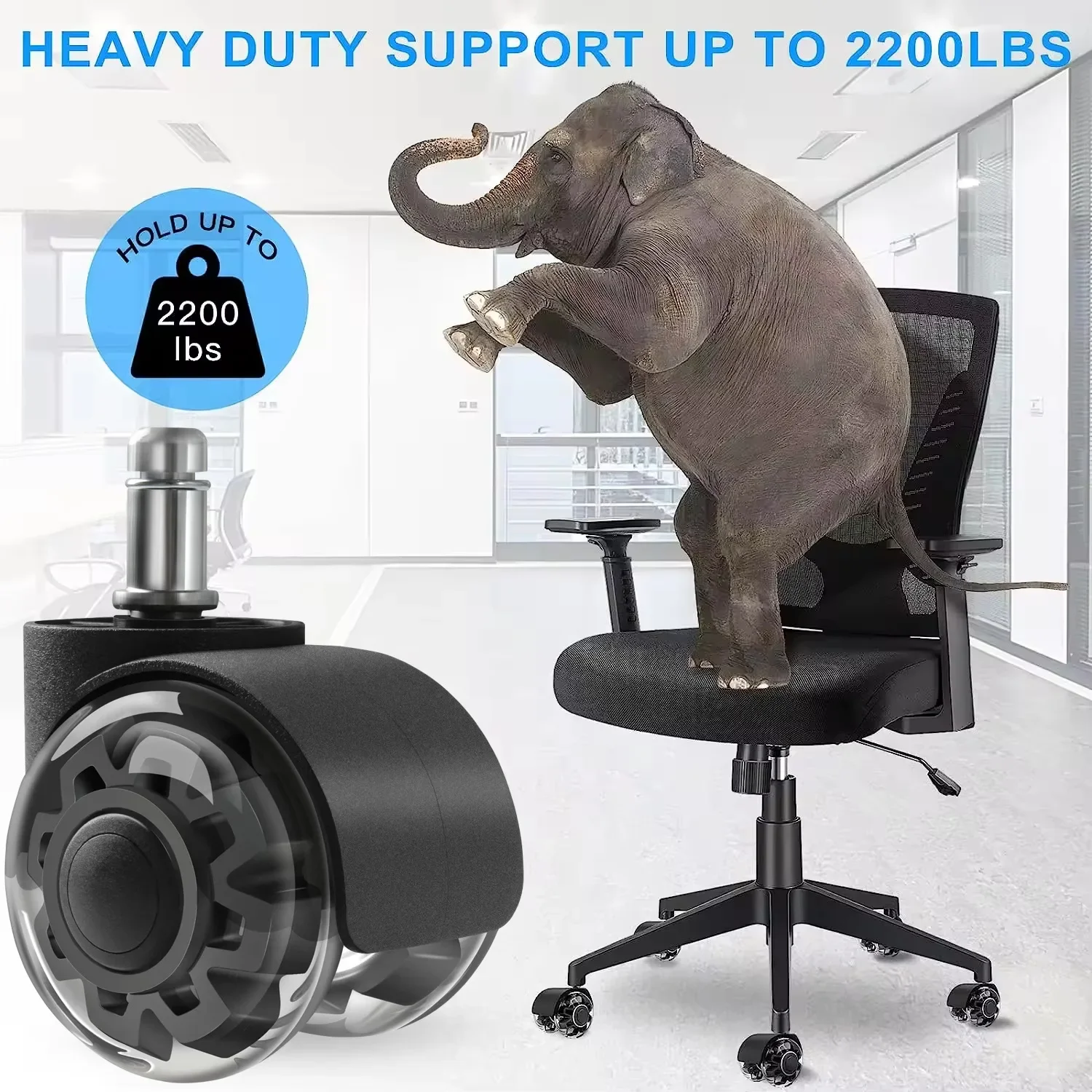 5 Pcs Circlip 11*22 Size 2 Inch PU Transparent Silent Casters Office Chair Universal Wheel E-sports