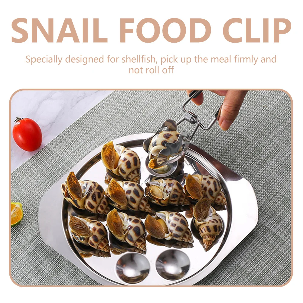 

4 Pcs Spring Food Clip Tongs Stainless Steel Snail Serving Cooking Kitchen Escargot Cake Clamp Silver Practical Tool