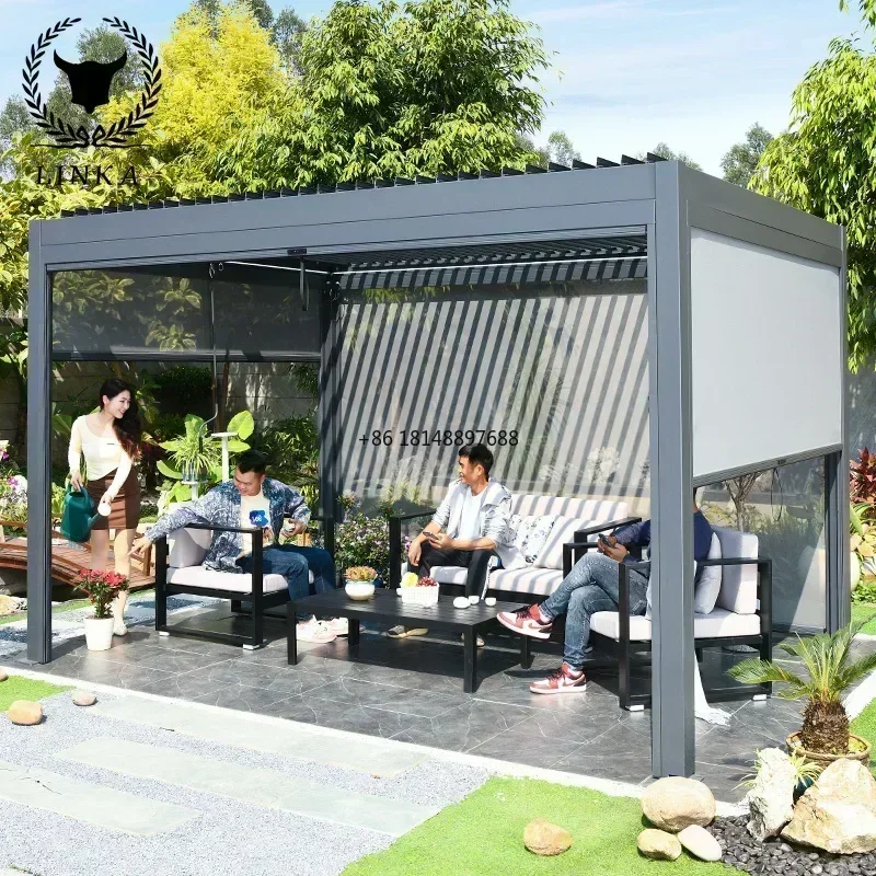 Pergolas Bioclimatique Louvre Gazebo Metal Opening Roof Outdoor Electric Pergola 3x4 Terrace Roofing