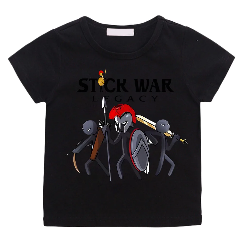 Hot Game Stick War Cartoon Graphic T-shirt Kids Baby Girls Cartoon Short Sleeve Clothes Boys Streetwear Soft Camisetas Tee-shirt